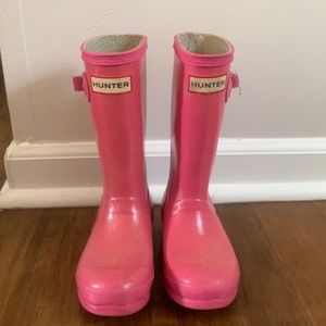 Girls hunter boots hot pink glitter